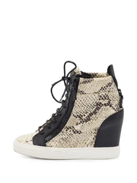 Giuseppe Zanotti Vintage snakeskin-embossed wedge sneakers Neutrals 1405018