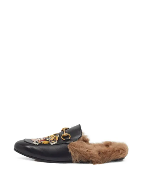 Gucci Pre-Owned Princetown tiger-embroidered mules Black 1405746