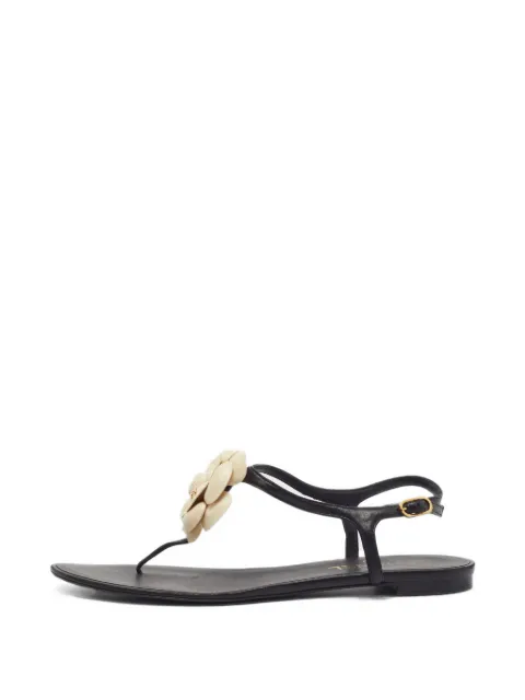 CHANEL Pre-Owned flower-embellished slingback sandals Black 1407400