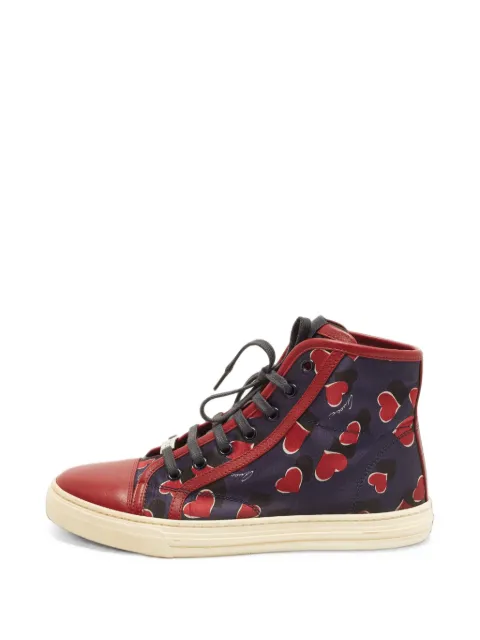 Gucci Pre-Owned heart-print leather-trim sneakers Blue 1405422