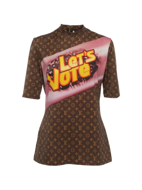 Louis Vuitton Pre-Owned Monogram Let's Vote T-shirt Brown 1404470