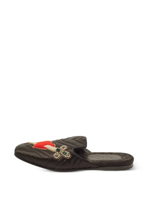Gucci Pre-Owned quilted heart-patch mules Brown 1405313