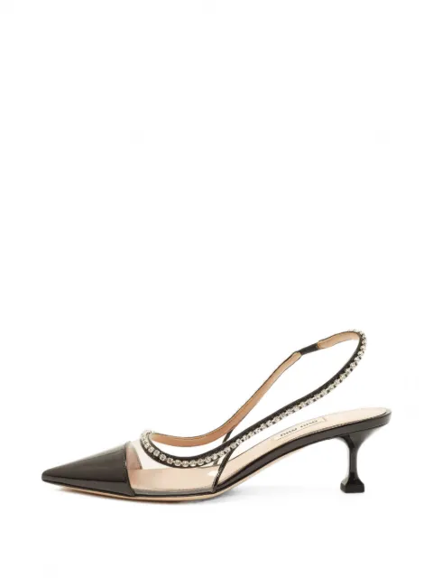 Miu Miu Pre-Owned crystal-embellished slingback pumps Black 1405745