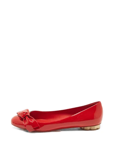 Ferragamo Pre-Owned Avola bow-detail ballet flats Red 1404411