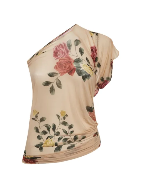 Magda Butrym floral-print one-shoulder top Neutrals 1381887