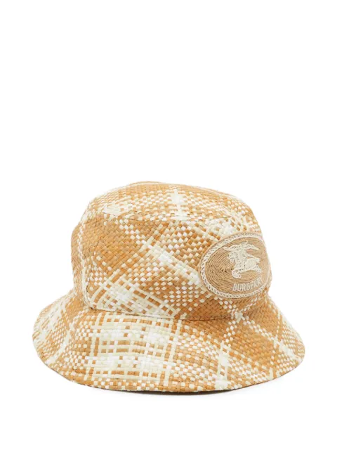 Burberry Pre-Owned Knight Stamp raffia-effect bucket hat Neutrals 1404965