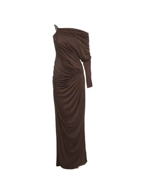 CHATS BY C.DAM asymmetric ruched maxi dress Brown 1402493