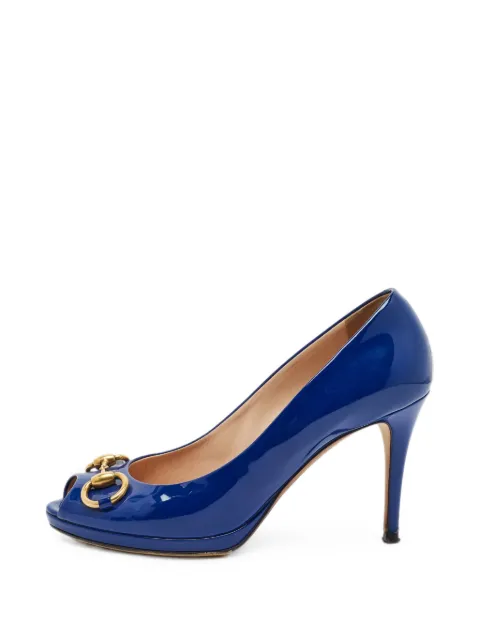 Gucci Pre-Owned Horsebit peep-toe pumps Blue 1405233