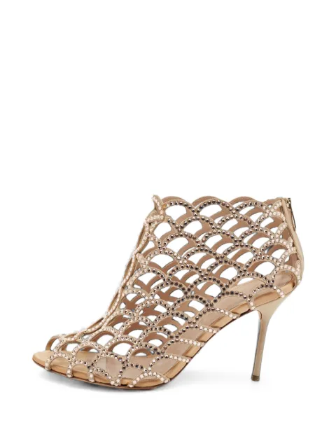 Sergio Rossi Vintage cut-out caged ankle boots Neutrals 1407223