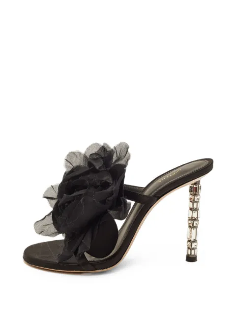 Le Silla floral-applique crystal-embellished sandals Black 1404915