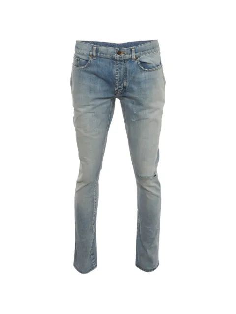 Saint Laurent Pre-Owned distressed straight-leg jeans Blue 1406082