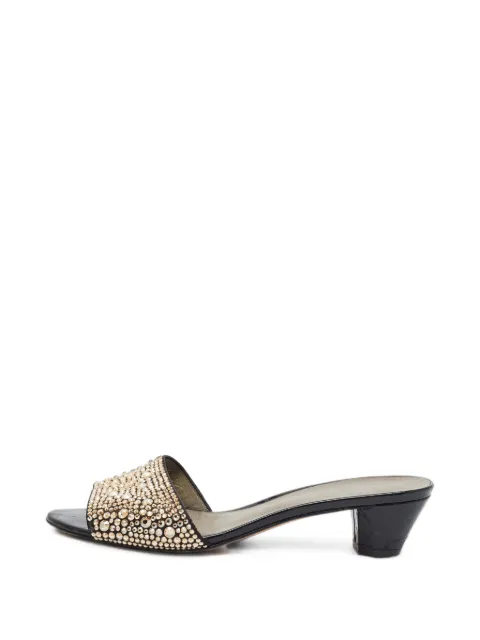 Gina crocodile-embossed crystal-embellished sandals Gold 1407152