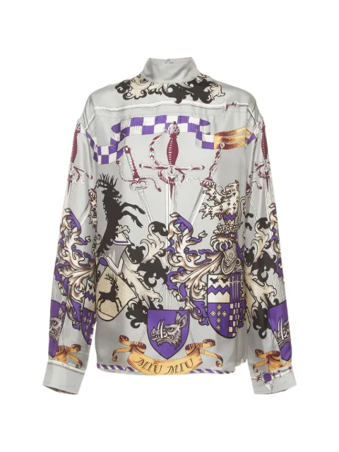 Miu Miu Pre-Owned sword-print mock-neck top Grey 1403007