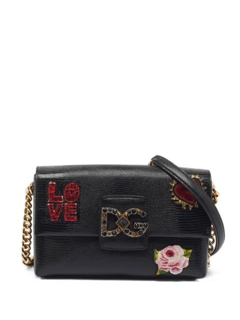 Dolce & Gabbana Pre-Owned DG Millennials patch-embellished shoulder bag Black 1405235