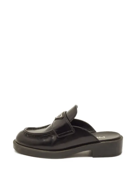 Prada Pre-Owned Triangle logo loafer mules Black 1405583