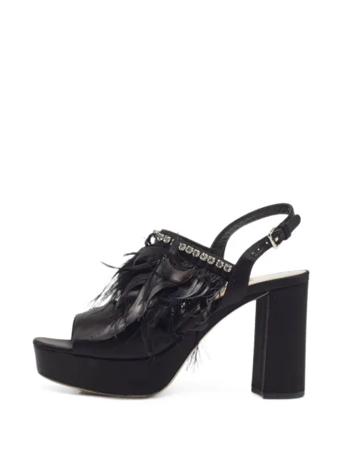 Miu Miu Pre-Owned feather crystal sandals Black 1405676
