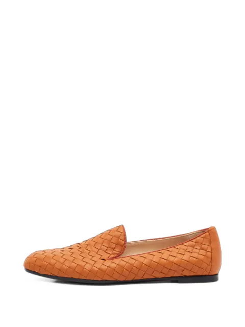 Bottega Veneta Pre-Owned Intrecciato round-toe loafers Orange 1406412