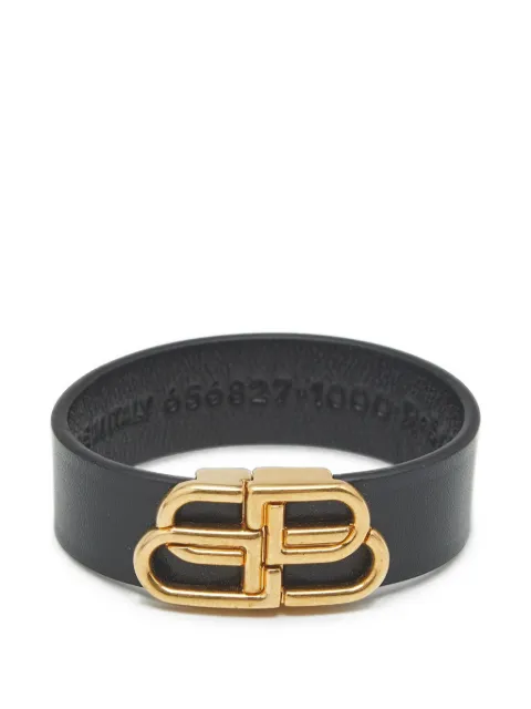 Balenciaga Pre-Owned BB logo leather bracelet Black 1394294