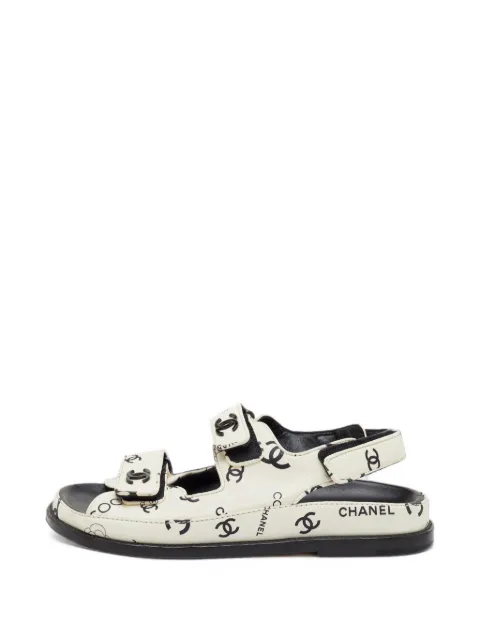 CHANEL Pre-Owned CC-motif touch-strap sandals Neutrals 1403780