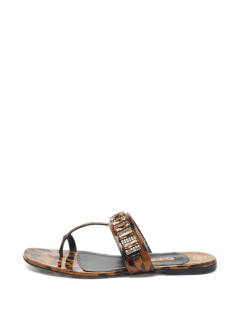 Gina leopard-print crystal-embellished sandals Brown 1401239