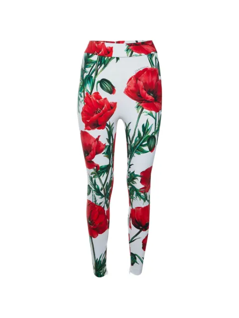 Dolce & Gabbana Pre-Owned floral-print jersey leggings White 1404488