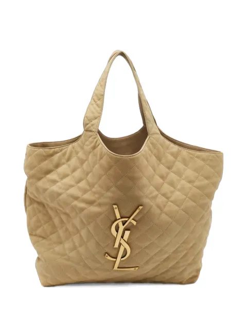 Saint Laurent Pre-Owned 2022 maxi Icare quilted tote bag Neutrals 1405185