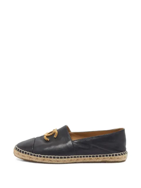 CHANEL Pre-Owned CC-logo round-toe espadrilles Black 1406757