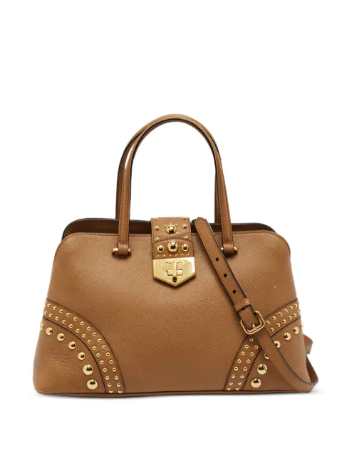 Prada Pre-Owned Promenade studded tote bag Brown 1404035