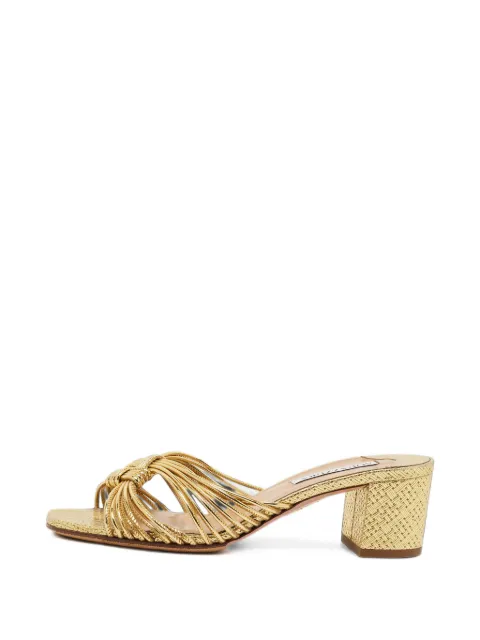 Aquazzura knot-detail block-heel sandals Gold 1407117