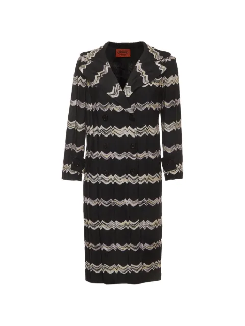 Missoni Pre-Owned chevron-knit double-breasted coat Black 1404400