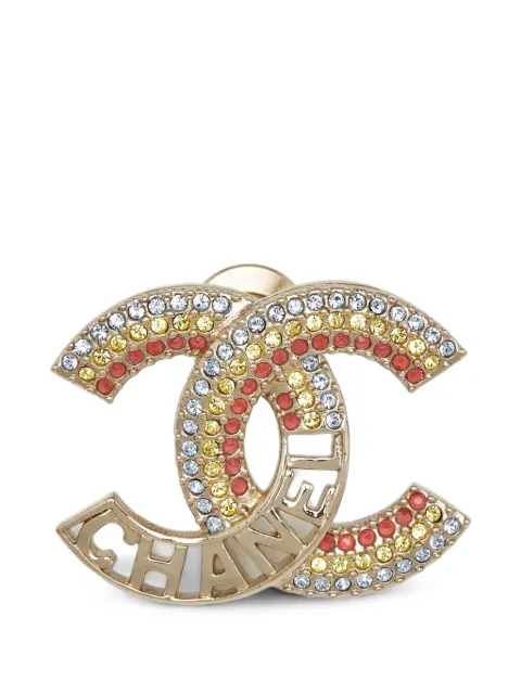 CHANEL Pre-Owned CC crystal brooch Gold 1404837