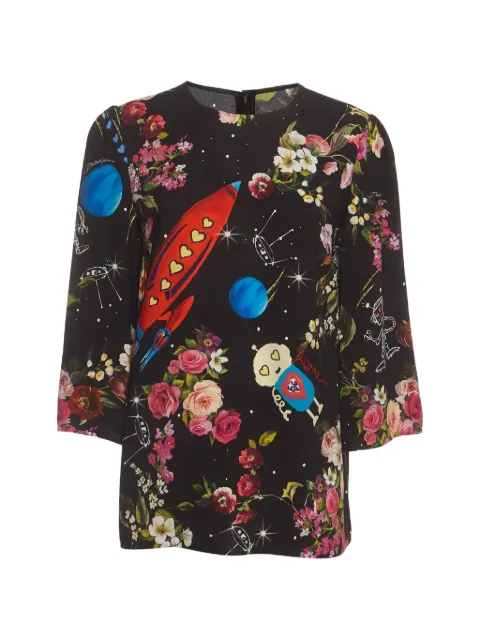 Dolce & Gabbana Pre-Owned printed crepe blouse Black 1404504
