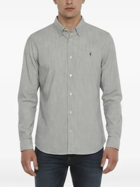 AllSaints Bedford striped logo shirt Grey 1403267