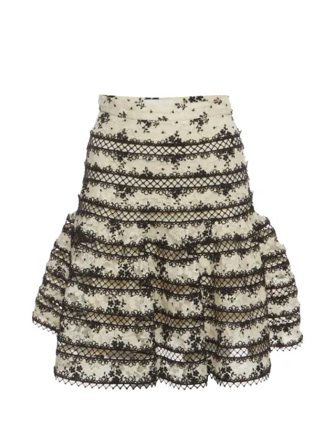 ZIMMERMANN embroidered lace-trim mini skirt Neutrals 1404130