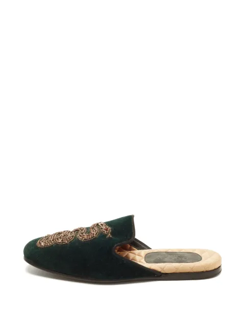 Gucci Pre-Owned Lawrence snake-embellished mules Green 1405543