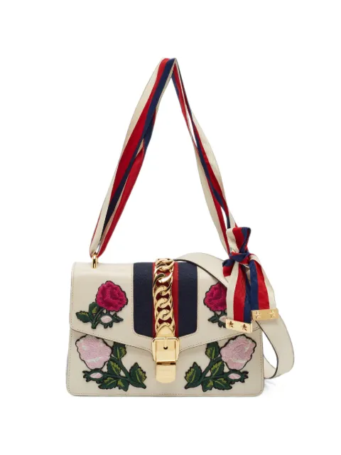 Gucci Pre-Owned Slyvie floral-embroidered shoulder bag Neutrals 1406748