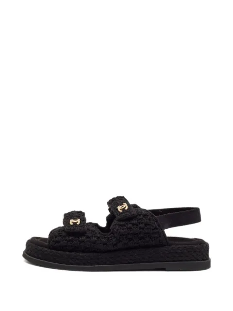 CHANEL Pre-Owned CC-motif crochet sandals Black 1404745