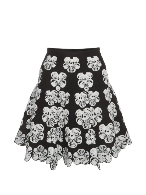 Alaïa Pre-Owned orchid floral-jacquard flared mini skirt Black 1404421