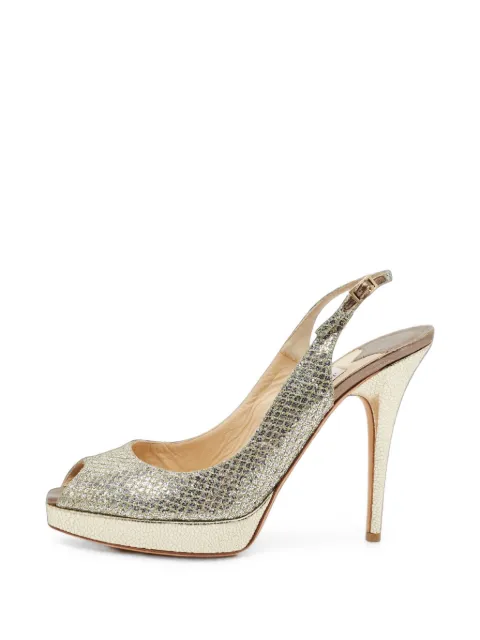Jimmy Choo Pre-Owned Nova peep-toe slingback sandals Silver 1404998