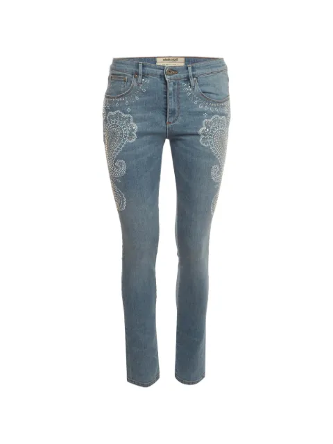 Roberto Cavalli Vintage paisley crystal-embellished jeans Blue 1404406