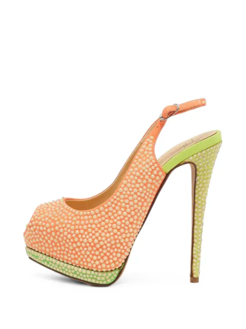 Giuseppe Zanotti Vintage crystal-embellished peep-toe pumps Orange 1405734