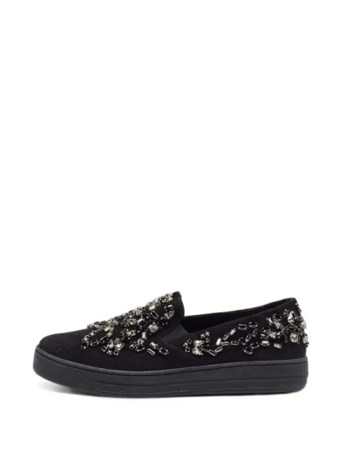 Prada Pre-Owned crystal-embellished slip-on sneakers Black 1406571