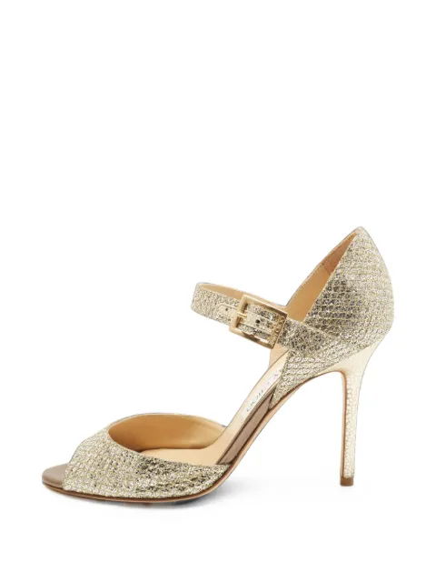 Jimmy Choo Pre-Owned glitter-finish Mary Jane pumps Gold 1405188
