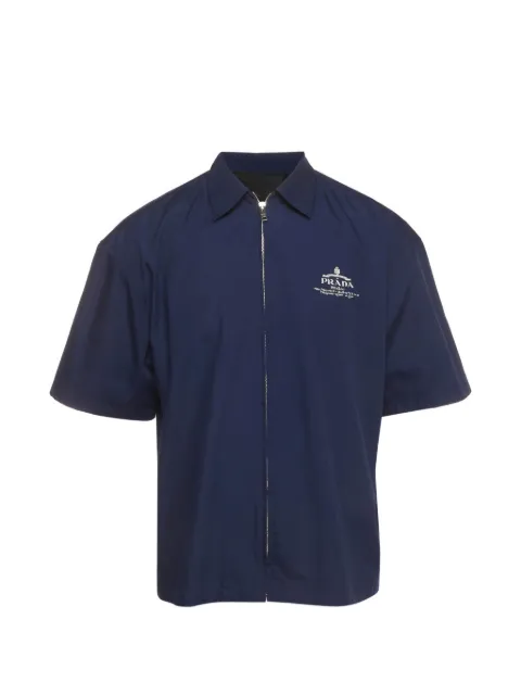 Prada Pre-Owned logo-print zip-up shirt Blue 1406675