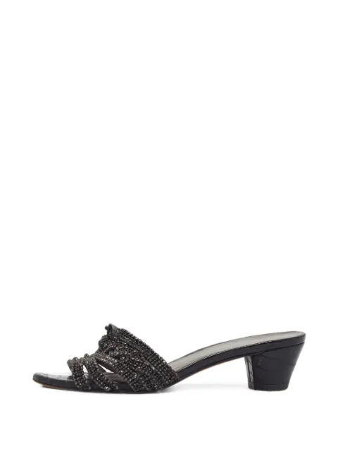 Gina crystal-embellished croc-embossed sandals Black 1404468
