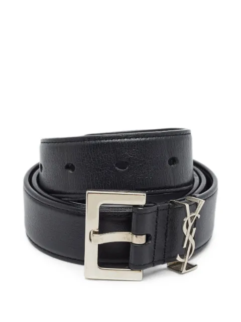 Saint Laurent Pre-Owned 2022 Cassandre-plaque belt Black 1402569