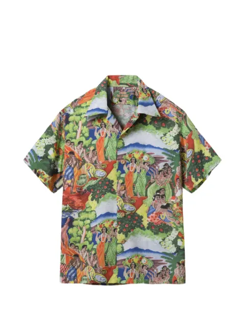 Sun Surf x Eugene Savage Original Matson Menu Design short-sleeve shirt Green SS39678