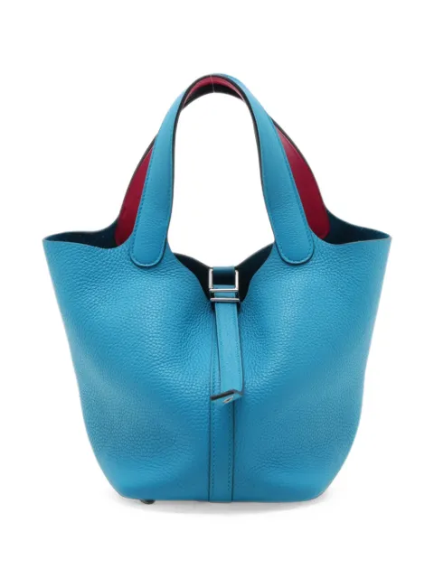 Hermès Pre-Owned 2020 Clemence and Swift Picotin Lock 18 Eclat handbag Blue ZQUJUXHTJDHAUPQ0