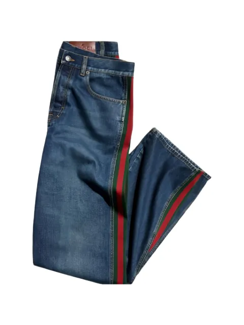 Gucci Web-stripe straight-leg jeans Blue A002IAXDDHT