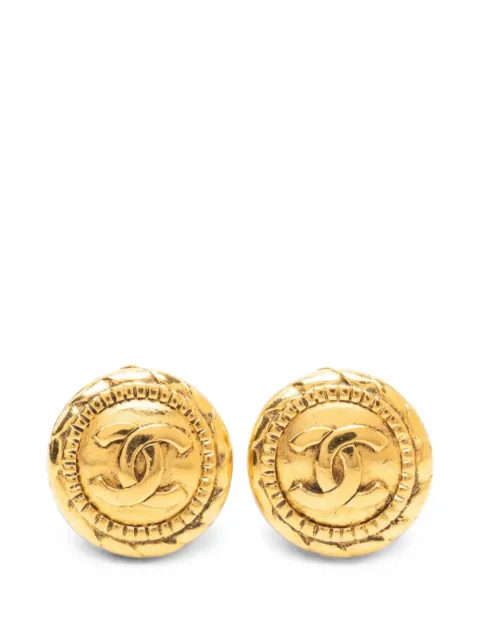 CHANEL Pre-Owned 1970-1980 CC Gold Plated Round Clip On Earrings costume earrings Gold LCELUTQT6IBYXRWB